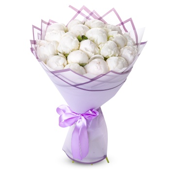 Букет из 19 белых пионов
